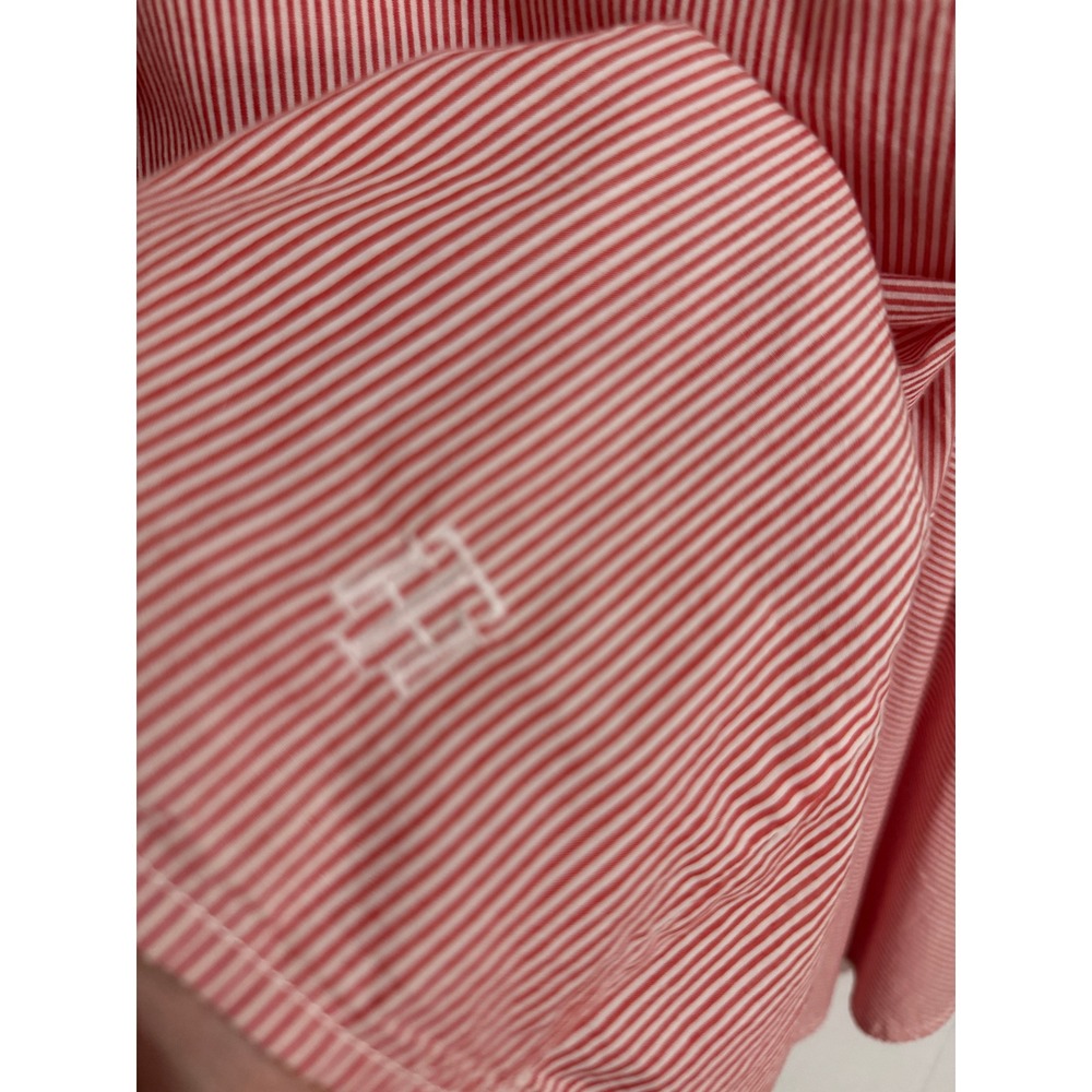 Tommy Hilfiger Red Pinstripe XL Red White NEW Bell Sleeve V-Neck Cotton Nautical - Picture 5 of 7